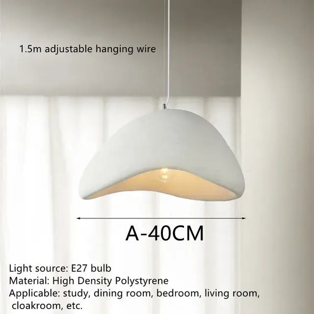 Handmade wabi sabi chandelier white trio pendant light with white dome high-density polystyrene and warm interior glow