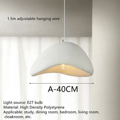 Handmade wabi sabi chandelier white trio pendant light with white dome high-density polystyrene and warm interior glow