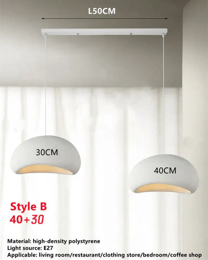 Modern white dome-shaped pendant lights with warm led glow in decorbites handmade wabi sabi chandelier trio for dining room