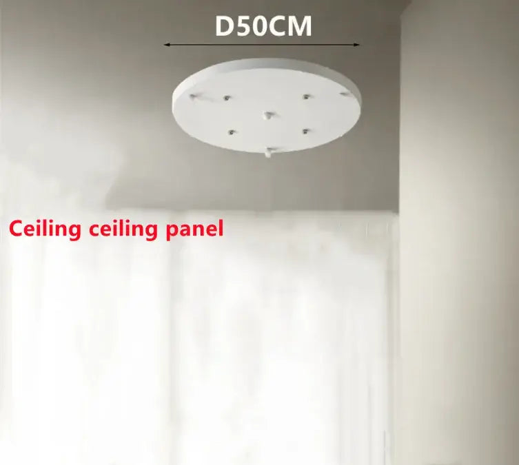 White circular ceiling panel with six mounting points for decorbites handmade wabi sabi chandelier pendant light
