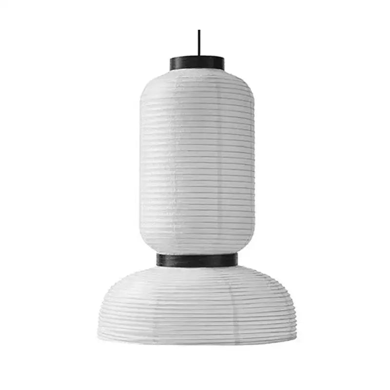 Handmade white paper chandelier with black rim pendant light for dining room decorbites handmade white lighting