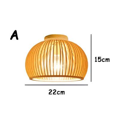 Handwoven warm-toned bamboo birdcage ceiling light with natural woven texture for dining room decorbites bamboo birdcage