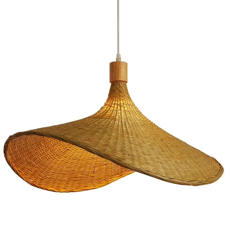 Handwoven bamboo pendant chandelier with warm golden hue and elegant flowing design for living room decorbites bamboo pendant