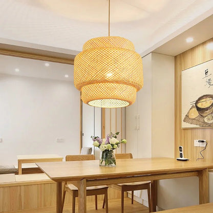 Handwoven Bamboo Pendant Light in Japanese Style - Decorbites