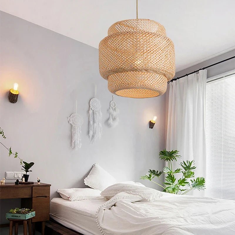 Handwoven Bamboo Pendant Light in Japanese Style - Decorbites