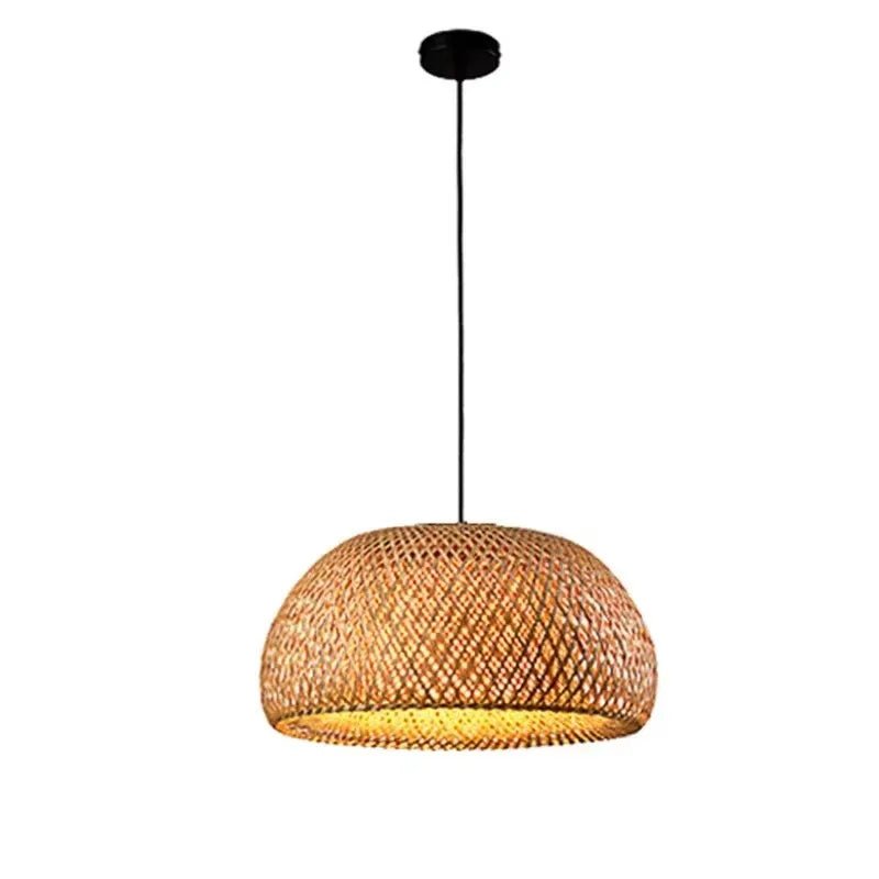 Handwoven Bamboo Wicker Pendant Light in Beige - Decorbites
