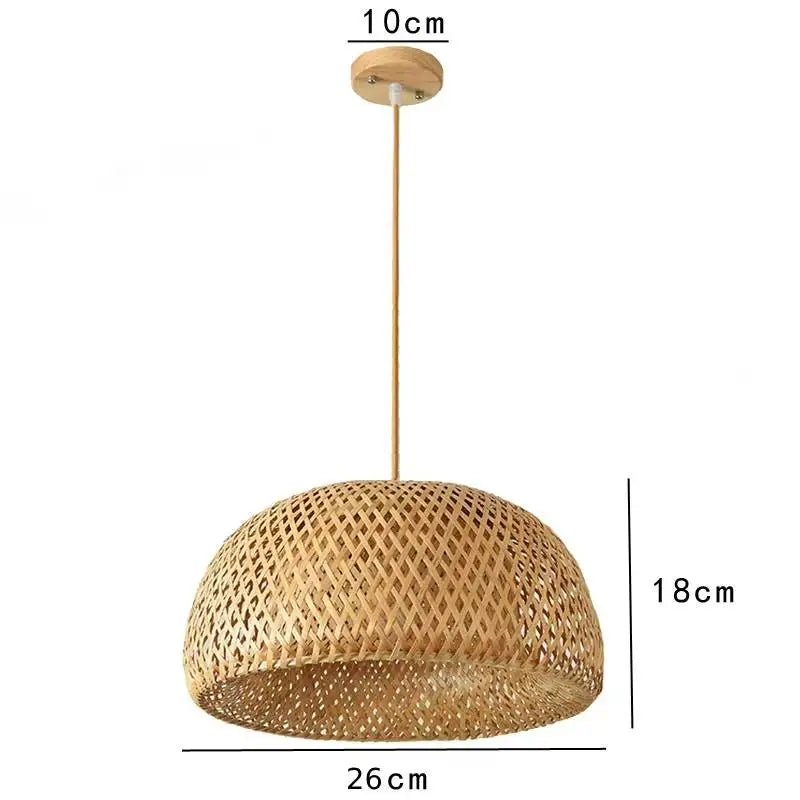 Handwoven Bamboo Wicker Pendant Light in Beige - Decorbites