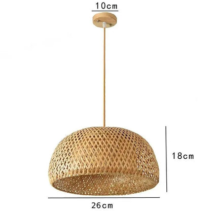 Handwoven Bamboo Wicker Pendant Light in Beige - Decorbites