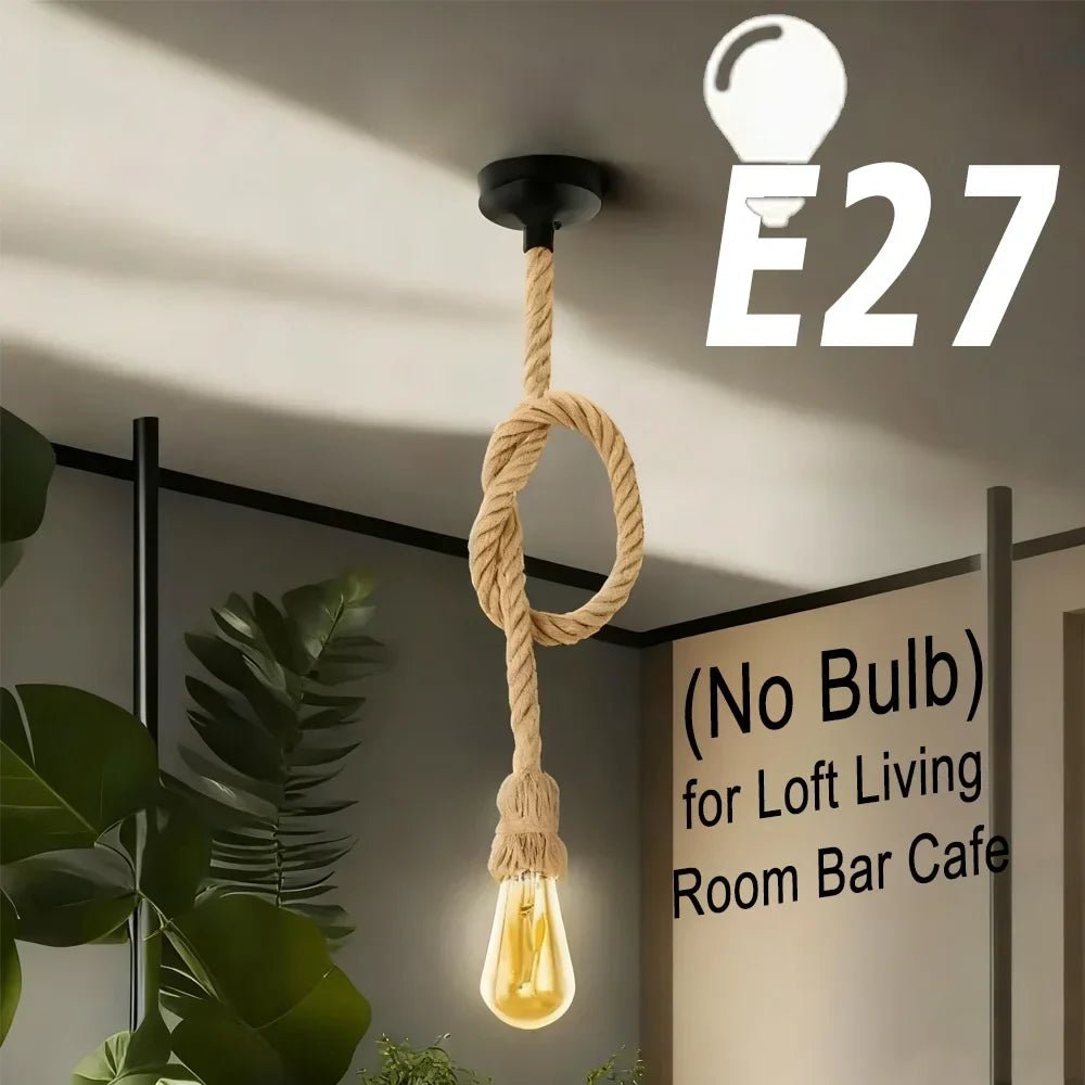 Handwoven Hemp Rope Vintage Pendant Light, E27 - Decorbites