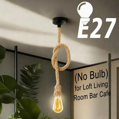 Handwoven Hemp Rope Vintage Pendant Light, E27 - Decorbites