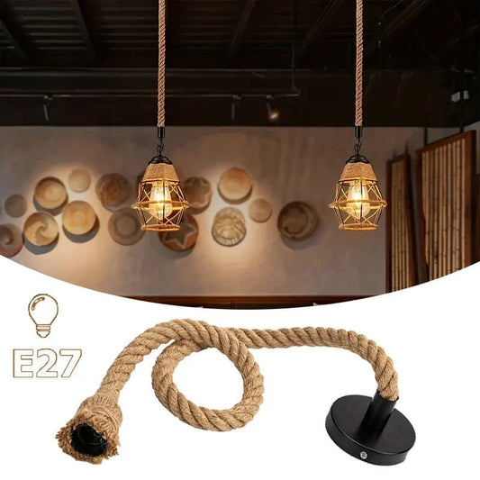 Handwoven Hemp Rope Vintage Pendant Light, E27 - Decorbites