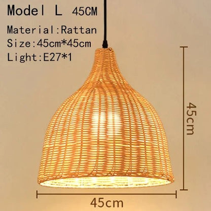 Handwoven Rattan Bamboo Pendant Light in Black - Decorbites