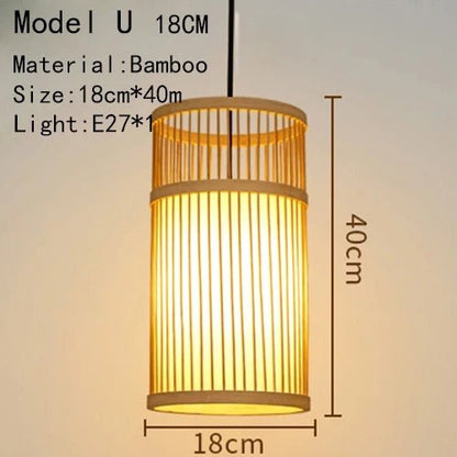 Handwoven Rattan Bamboo Pendant Light in Black - Decorbites