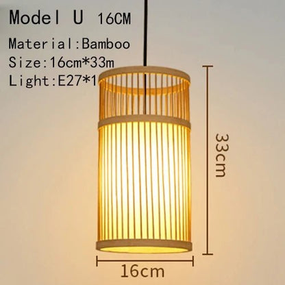 Handwoven Rattan Bamboo Pendant Light in Black - Decorbites