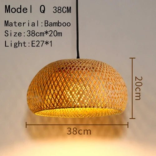 Handwoven Rattan Bamboo Pendant Light in Black - Decorbites