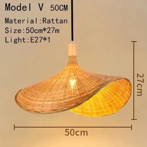 Handwoven Rattan Bamboo Pendant Light in Black - Decorbites
