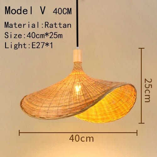 Handwoven Rattan Bamboo Pendant Light in Black - Decorbites