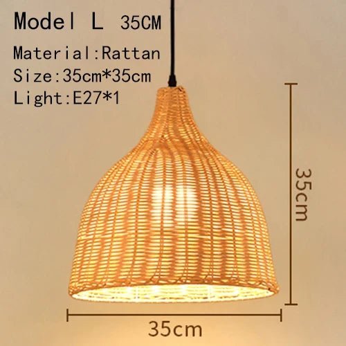 Handwoven Rattan Bamboo Pendant Light in Black - Decorbites