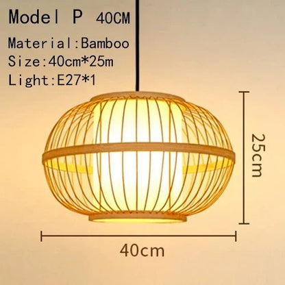 Handwoven Rattan Bamboo Pendant Light in Black - Decorbites