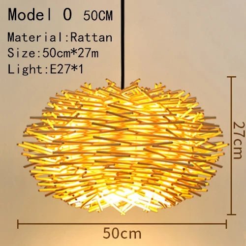 Handwoven Rattan Bamboo Pendant Light in Black - Decorbites