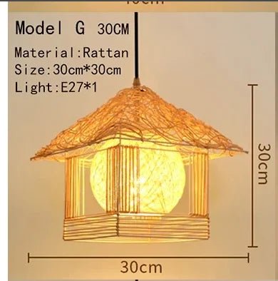 Handwoven Rattan Bamboo Pendant Light in Black - Decorbites