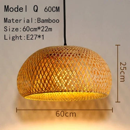Handwoven Rattan Bamboo Pendant Light in Black - Decorbites