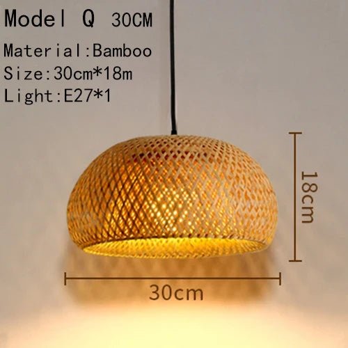 Handwoven Rattan Bamboo Pendant Light in Black - Decorbites
