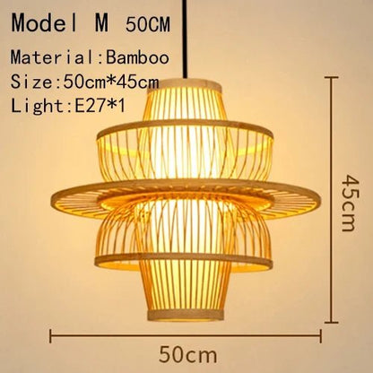 Handwoven Rattan Bamboo Pendant Light in Black - Decorbites