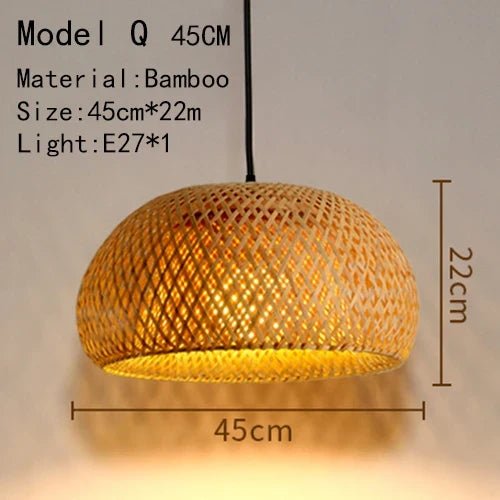 Handwoven Rattan Bamboo Pendant Light in Black - Decorbites