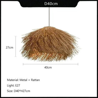 Handwoven Wicker Pendant Light in Natural Straw Shade - Decorbites