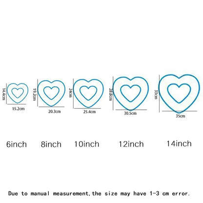 A set of five blue heart cake mold cookie cutters in sizes 6 to 14 inches for decorbites heart cake baking and decorating