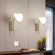 Heart leaf gold metal led wall sconce with heart-shaped design and soft diffused lighting bedroom wall light