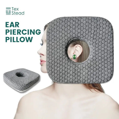 Gray hexagonal-textured ear guard pillow by tex stead for bedroom side sleeper support and ear protection
