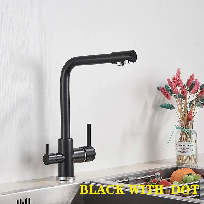 Black matte dual spout kitchen faucet with sleek modern design and dual handles for spout chrome kitchen decorbites dual spout