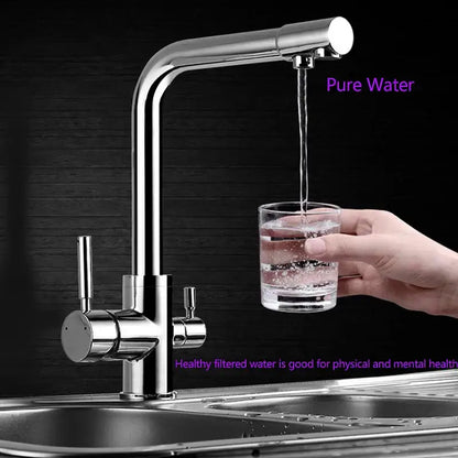 High arc dual spout chrome kitchen faucet with shiny chrome finish curved spout dual handles decorbites dual spout chrome
