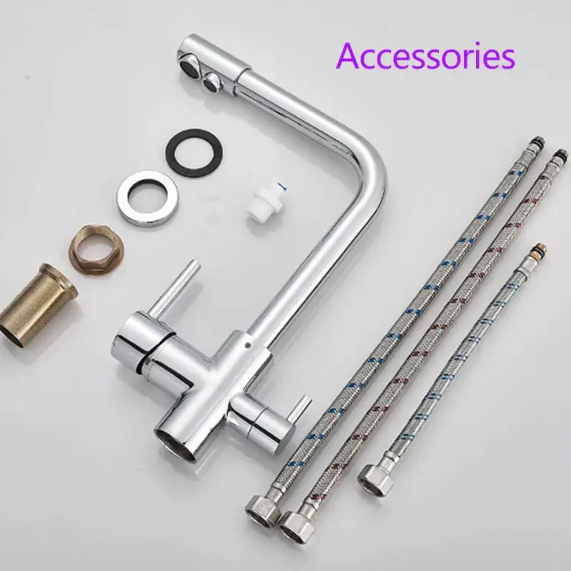 High arc dual spout chrome kitchen faucet with pull down sprayer featuring decorbites dual spout chrome finish and modern design