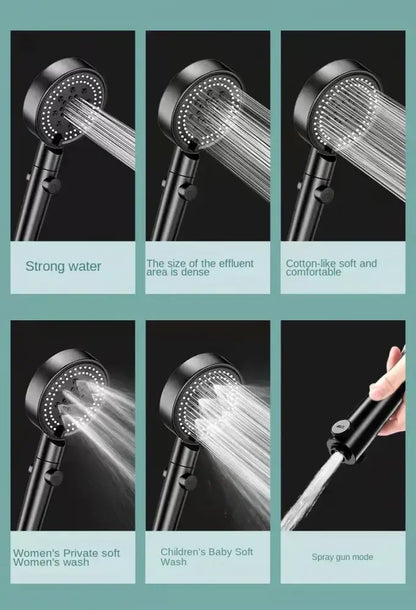 High pressure decorbites black round handheld shower head with multiple spray settings and detachable nozzle