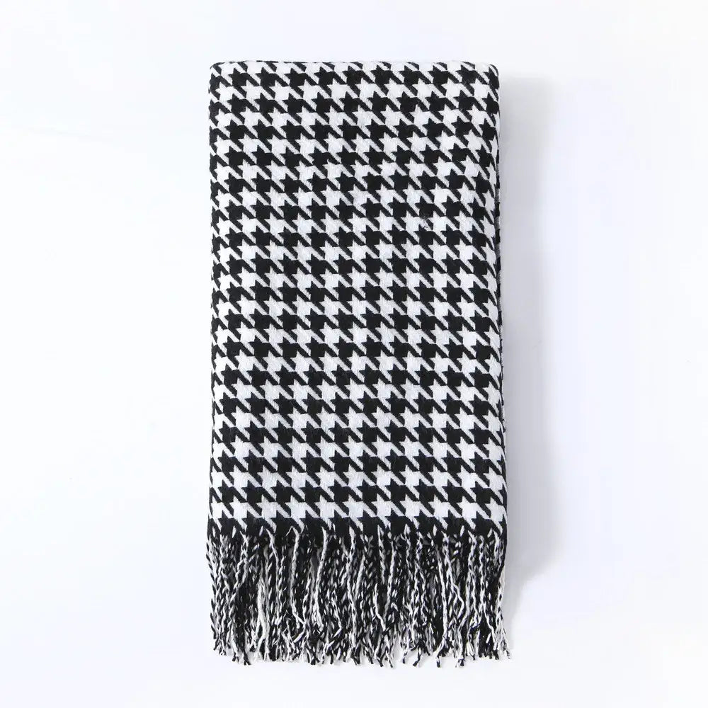 Black and white houndstooth throw blanket with fringed ends perfect for living room decorbites houndstooth throw blanket