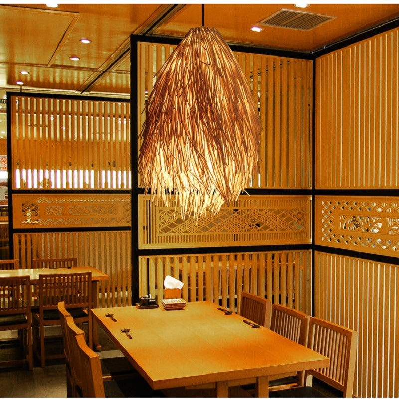 Rattan Pine Cone Chandelier