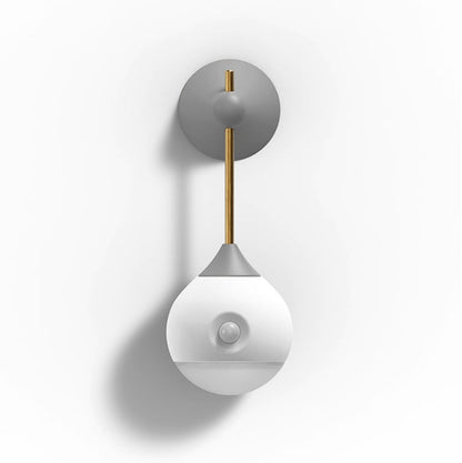 Modern white and gray wall sconce with brass accents induction night light for corridor bathroom bedroom use