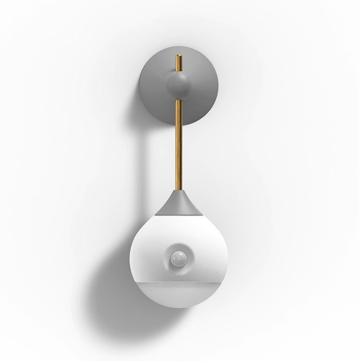 Modern white and gray wall sconce with brass accents induction night light for corridor bathroom bedroom use