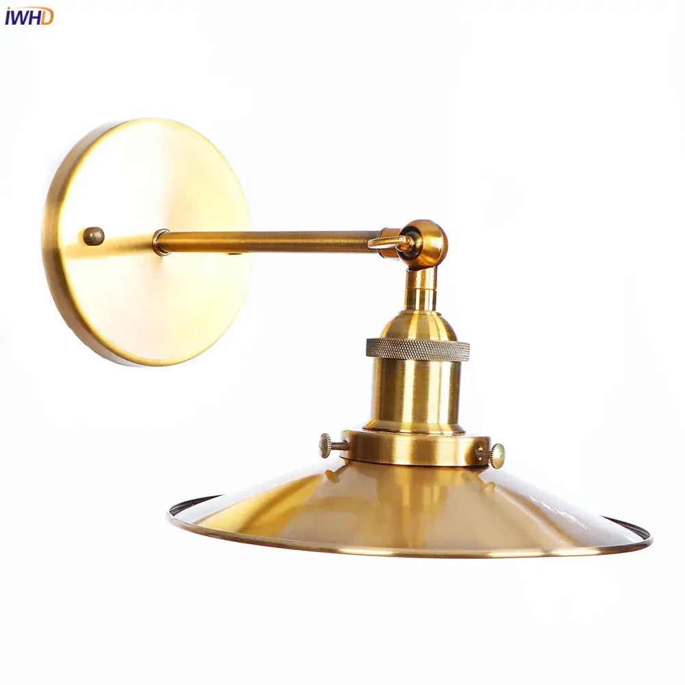 Industrial antique gold rustic wall light with brass-finished adjustable arm for living room decorbites wall light