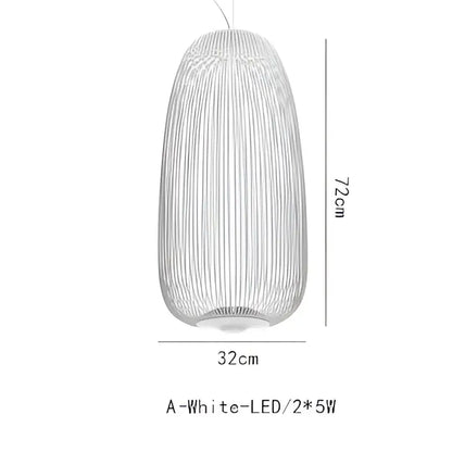 A sleek white industrial birdcage iron table lamp with woven wireframe design and two 5w led bulbs for dining room decor