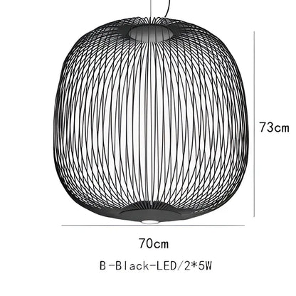 Black wireframe spherical woven led pendant light matching decorbites industrial birdcage iron dining room lamp