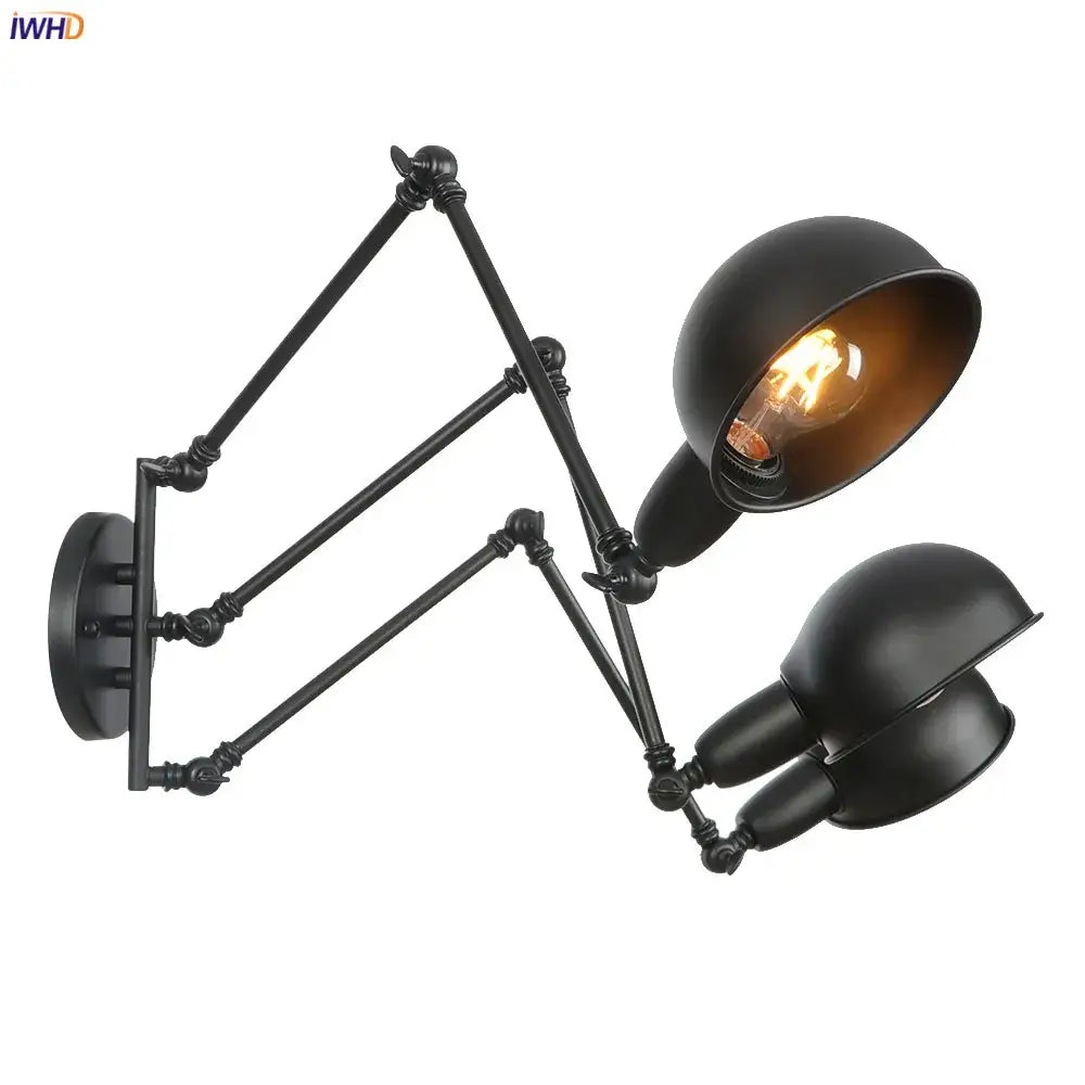 Industrial black wall sconce with three adjustable arms and dome shades perfect for decorbites loft antique lighting