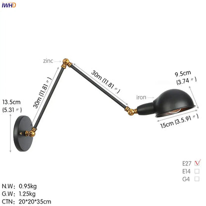 Industrial black 3 head adjustable wall sconce with black matte finish brass accents decorbites loft antique style