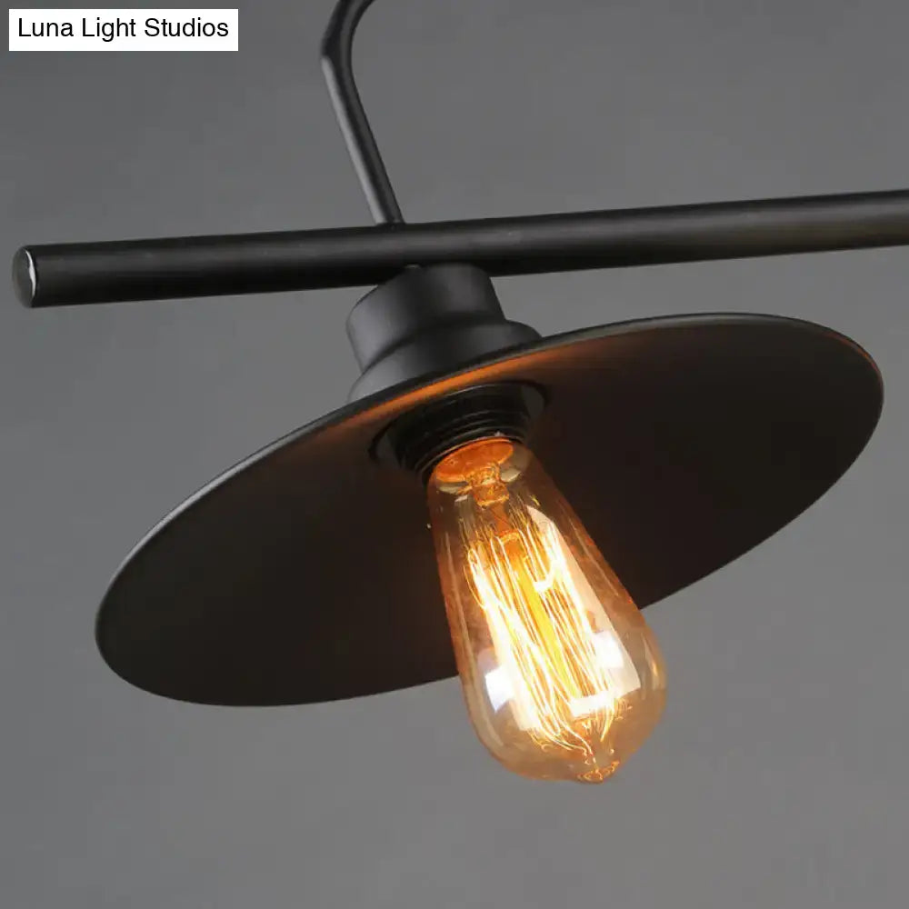 Decorbites industrial style black metal cone pendant chandelier with warm glowing filament bulb island lighting fixture compatible with 220v-240v and 110v-120v