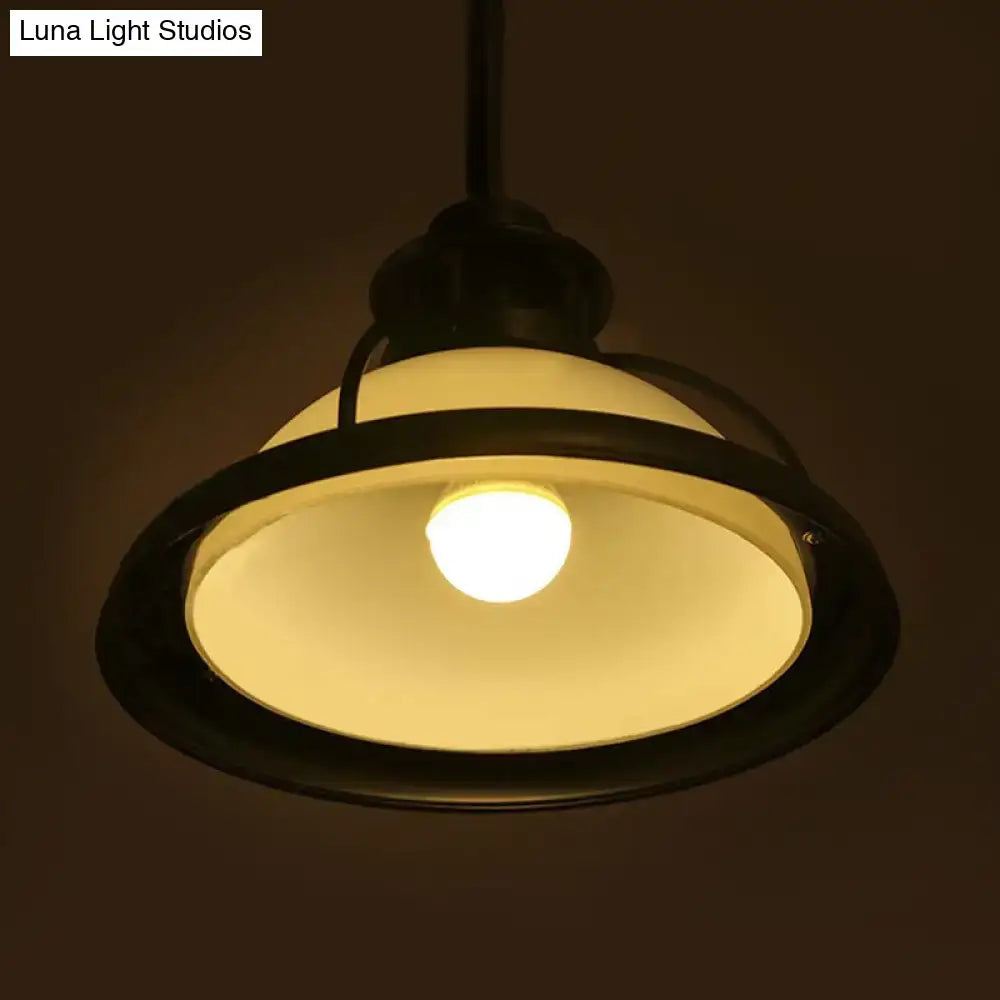 Black metal pendant light with warm frosted glass shade decorbites e26 e27 220v-240v 110v-120v industrial vibe