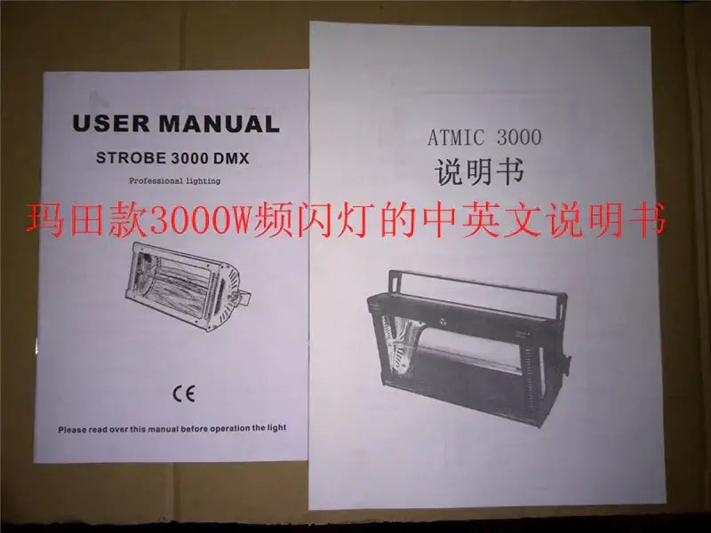 Industrial black atomic 3000w strobe light with metal housing and handle for event venues and stage use