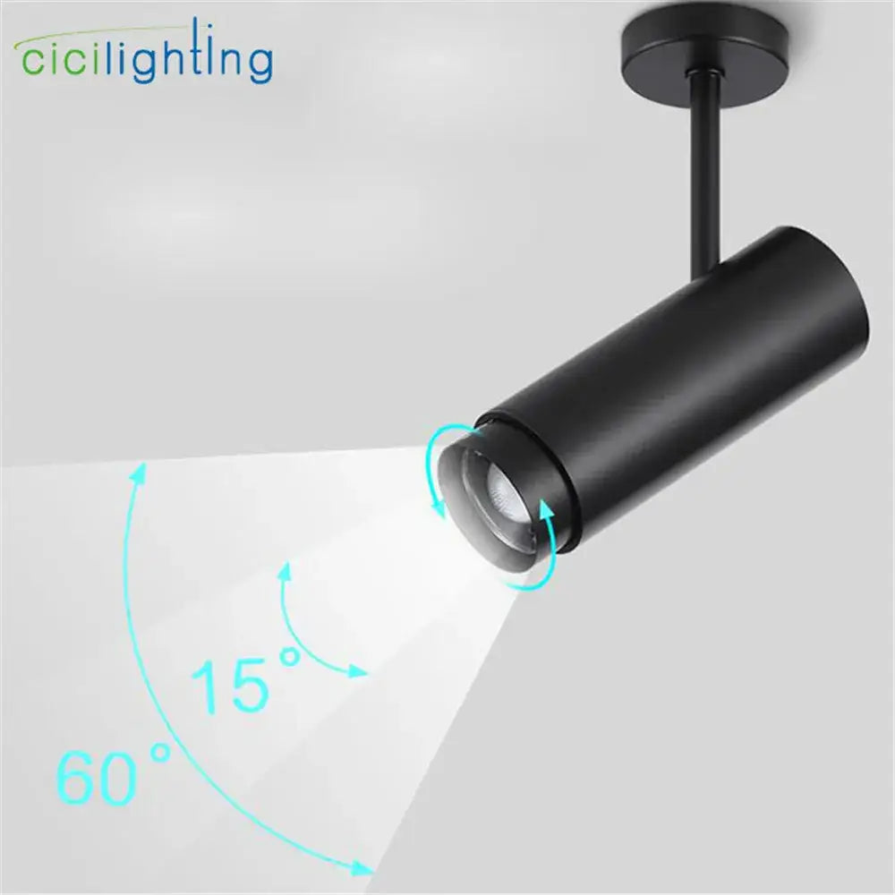 Industrial black adjustable focus track spotlights with 15 to 60 degree beam angle for living room decorbites lighting